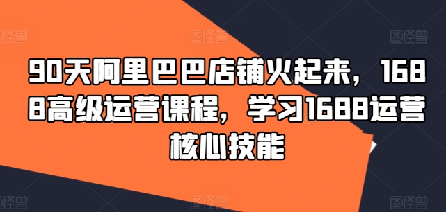 90天阿里巴巴店铺火起来，1688高级运营课程，学习1688运营核心技能-啄木鸟资源库