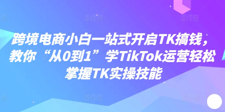 跨境电商小白一站式开启TK搞钱，教你“从0到1”学TikTok运营轻松掌握TK实操技能-啄木鸟资源库