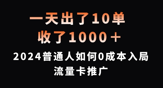 一天出了10单，收了1000+，2024普通人如何0成本入局流量卡推广【揭秘】-啄木鸟资源库