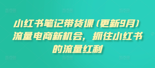 小红书笔记带货课(更新9月)流量电商新机会，抓住小红书的流量红利-啄木鸟资源库