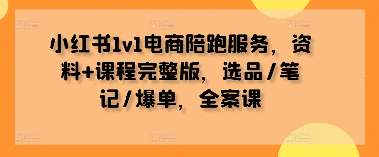 小红书1v1电商陪跑服务，资料+课程完整版，选品/笔记/爆单，全案课-啄木鸟资源库