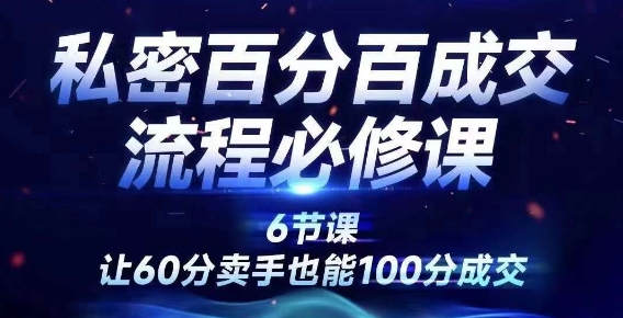 私密百分百成交流程线上训练营，绝对成交，让60分卖手也能100分成交-啄木鸟资源库