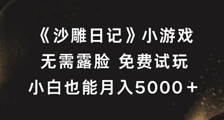 《沙雕日记》小游戏，无需露脸免费试玩，小白也能月入5000+【揭秘】-啄木鸟资源库