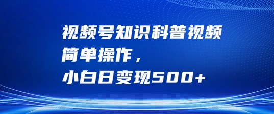 视频号知识科普视频，简单操作，小白日变现500+【揭秘】-啄木鸟资源库