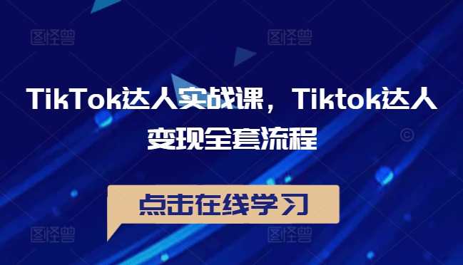 TikTok达人实战课，Tiktok达人变现全套流程-啄木鸟资源库