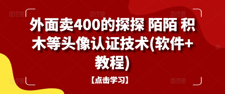 外面卖400的探探 陌陌 积木等头像认证技术(软件+教程)-啄木鸟资源库