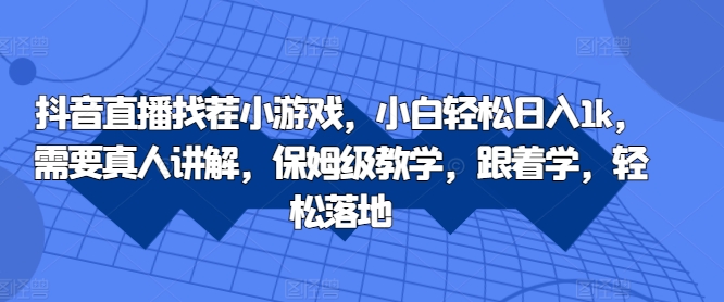 抖音直播找茬小游戏，小白轻松日入1k，需要真人讲解，保姆级教学，跟着学，轻松落地【揭秘】-啄木鸟资源库