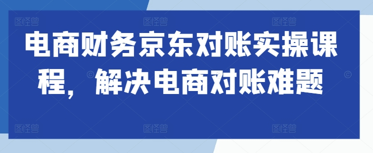 电商财务京东对账实操课程，解决电商对账难题-啄木鸟资源库