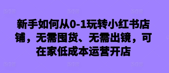 新手如何从0-1玩转小红书店铺，无需囤货、无需出镜，可在家低成本运营开店-啄木鸟资源库