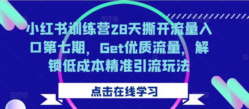 小红书训练营28天撕开流量入口第七期，Get优质流量，解锁低成本精准引流玩法-啄木鸟资源库