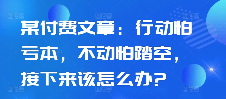 某付费文章：行动怕亏本，不动怕踏空，接下来该怎么办?-啄木鸟资源库