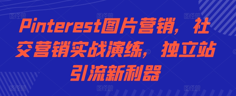 Pinterest图片营销，社交营销实战演练，独立站引流新利器-啄木鸟资源库