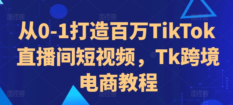 从0-1打造百万TikTok直播间短视频，Tk跨境电商教程-啄木鸟资源库