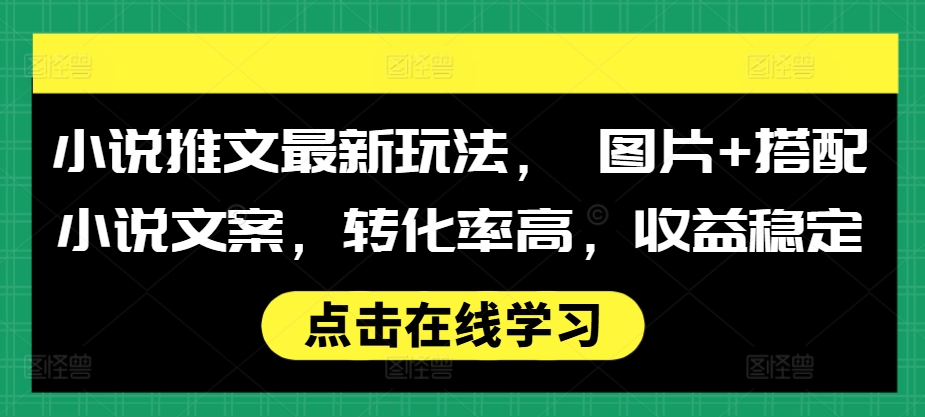 小说推文最新玩法， 图片+搭配小说文案，转化率高，收益稳定-啄木鸟资源库