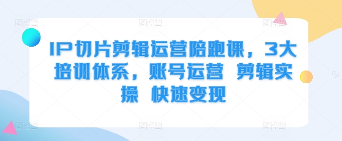 IP切片剪辑运营陪跑课，3大培训体系，账号运营 剪辑实操 快速变现-啄木鸟资源库