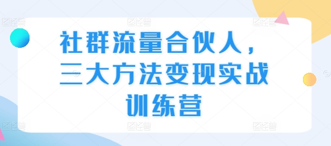 社群流量合伙人，三大方法变现实战训练营-啄木鸟资源库