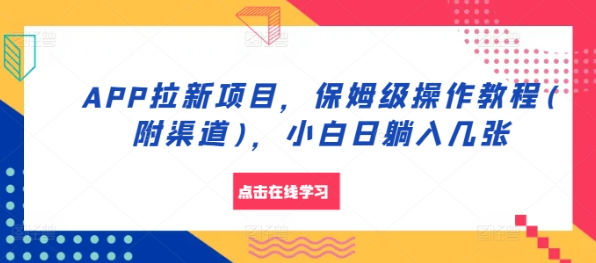 APP拉新项目，保姆级操作教程(附渠道)，小白日躺入几张【揭秘】-啄木鸟资源库