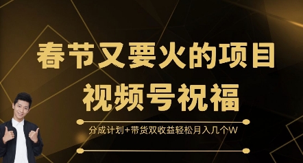 春节又要火的项目视频号祝福，分成计划+带货双收益，轻松月入几个W【揭秘】-啄木鸟资源库