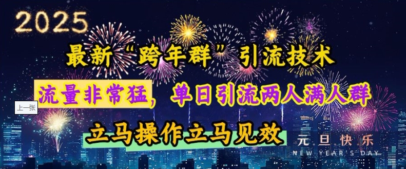 最新“跨年群”引流，流量非常猛，单日引流两人满人群，立马操作立马见效【揭秘】-啄木鸟资源库