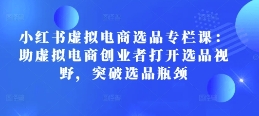 小红书虚拟电商选品专栏课：助虚拟电商创业者打开选品视野，突破选品瓶颈-啄木鸟资源库