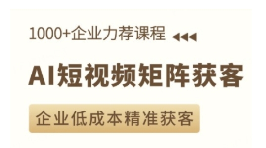 AI短视频矩阵获客实操课，企业低成本精准获客-啄木鸟资源库