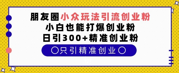 朋友圈小众玩法引流创业粉，小白也能打爆创业粉，日引300+精准创业粉【揭秘】-啄木鸟资源库