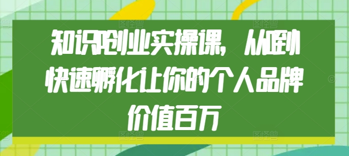 知识IP创业实操课，从0到1快速孵化让你的个人品牌价值百万-啄木鸟资源库